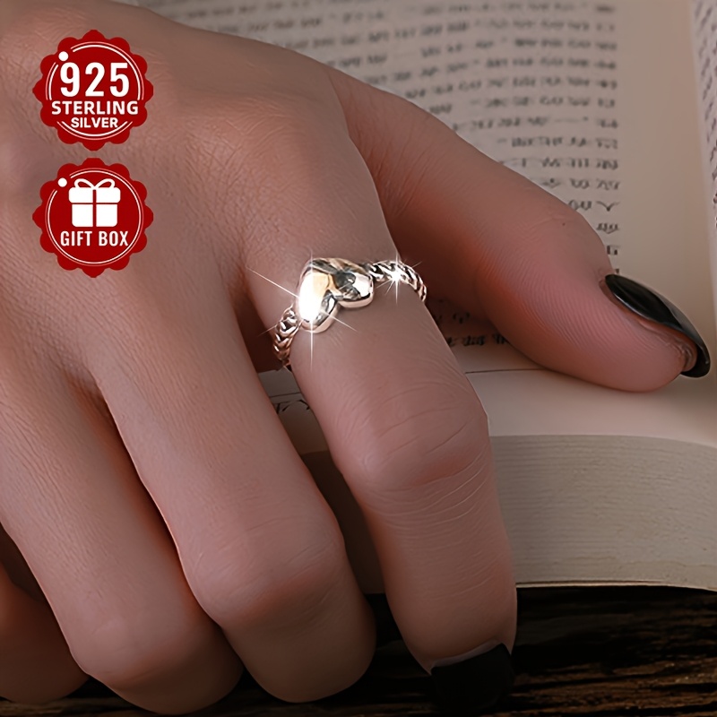 Vana Heart Shaped 925 Silver Twist Ring